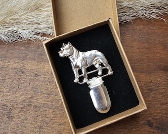 American STAFFORDSHIRE NUMBER HOLDER Brooch – Elegant Dog Show Ring Clip – Pet Memorial Jewelry – Gift For Dog Lovers And Exhibitors