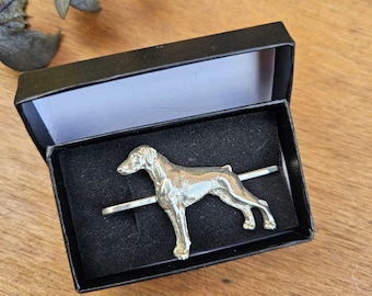 Silver Plated DOBERMANN TIE CLIP– Pewter Dog MensTie Bar, Unique Gift ForDog Lovers, Weddings AndFather's Day, Stylish Formal Accessory