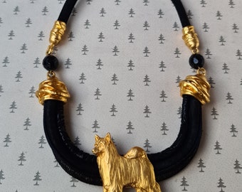 Powder puff american Chocker, Chocker dog pedant, Black and gold chocker, women chocker, chocker fot dog lovers, women necklace