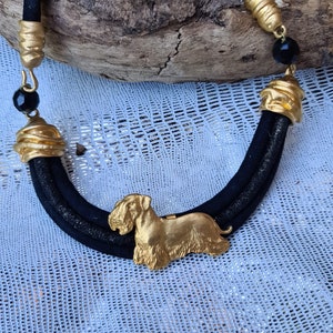 Cesky Terrier Chocker, Chocker dog pedant, Black and gold chocker, women chocker, chocker fot dog lovers, women necklace