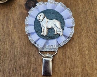 Saint Bernard number holder, brooch or dog show ring clip, show clip Saint Bernard, Exhibitor ring number clips, rosettes dog