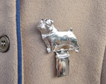 NORFOLK TERRIER BROOCH - Gold-Plated Pewter Dog Show Clip Number Holder - Pet Memorial Sweater Clip - Perfect Jewelry For Dog Lovers