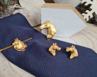Thoroughbred Horse jewelry set, Thoroughbred Horse Gold, Gift set Gold, Horse set, Gift Horse set, Thoroughbred Horse set