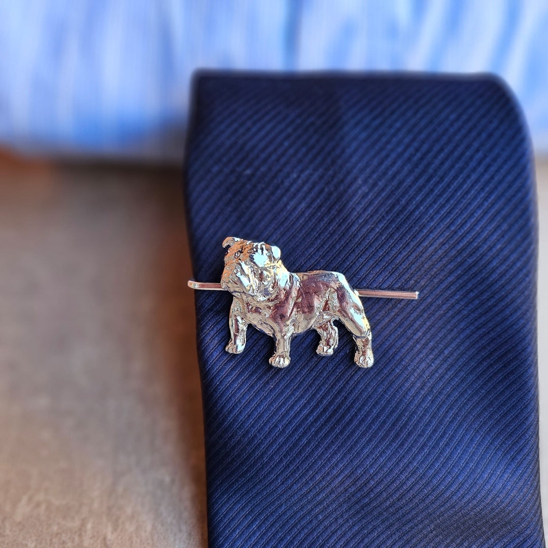 Silver Plated English Bulldog Tie Clip Detailed Bulldog Design Unique