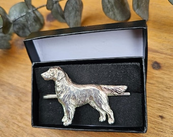 Flat Coated RETRIEVER TIE CLIP – Silver Plated Pewter Tie Bar ForMen - Dog Lover Jewelry Gift, Keeps Tie In Place, Unique Animal Accessory