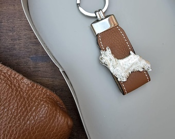Australian SILKY TERRIER KEYCHAIN - Silver Plated Dog Breed Keyring - Perfect Gift ForDog Lovers – Gift Wrapping Available