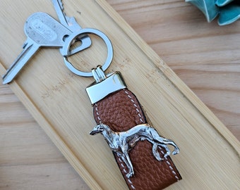 Aesthetic SALUKI DOG KEYCHAIN Perfect Gift For Saluki Owner Or Enthusiasts – Unique Pewter And Faux Leather Dog Breed Keyring