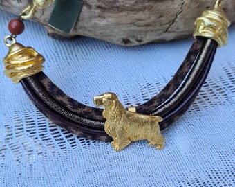English Cocker Chocker, Chocker dog pedant, Black and gold chocker, women chocker, chocker fot dog lovers, women necklace