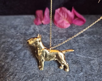 BULL TERRIER Charm Pendant NECKLACE Gift For Bull Terrier Dog Enthusiast – Silver Or Gold Plated Stainless Steel Chain Dog Pendant Necklace