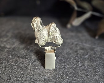 TIBETAN TERRIER Dog Show CLIP Number Holder Or Brooch - Gold Plated Pewter Pin - Gift For Tibetan Terrier Lovers And Dog Show Exhibitors