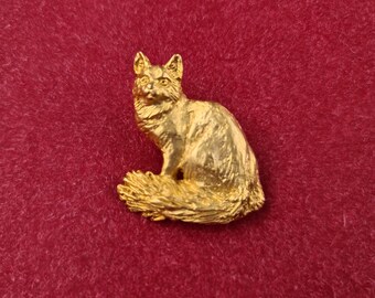 Somali cat 24k Yellow Gold Plated Brooch, Somali cat tieclip, Samoli Keychain, Cat lovers gift