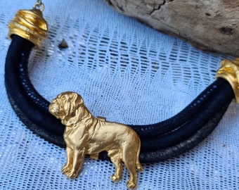 Dogue de Bordeaux Chocker, Chocker dog pedant, Black and gold chocker, women chocker, chocker fot dog lovers, women necklace
