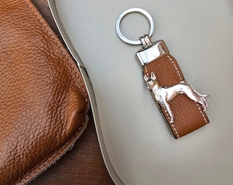 IBIZAN HOUND KEYCHAIN – Silver Plated Pewter Dog Breed Keyring - Ideal Gift ForIbizan Hound Owner And Enthusiast With Gift Wrapping Option