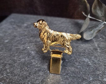 Golden RETRIEVER NUMBER HOLDER Brooch – Elegant Dog Show Ring Clip – Pet Memorial Jewelry –Gift For Dog Lovers And Exhibitors In 3 Finishes