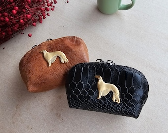 Borzoi coin purse, Borzoi wallet, coin purse vegan leather, pet lover wallet