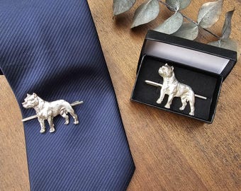AMERICAN STAFFORDSHIRE Dog Tie CLIP– Pewter Tie Bar ForDog Lovers -Wedding Tie AccessoryDurable Tie Pin For Mens Formal Wear