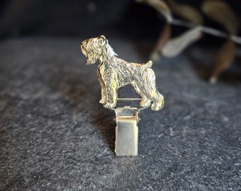 RUSSIAN TERRIER Number Holder BROOCH or dog show clip made from Pewter - Dog Pin For Exhibitors - Dog Lover And Pet Memorial Jewelry