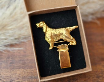 Gordon SETTER NUMBER HOLDER Brooch – Gold Plated Dog Show Ring Clip – Pet Memorial Gift For Dog Lovers And Dog Show Exhibitors
