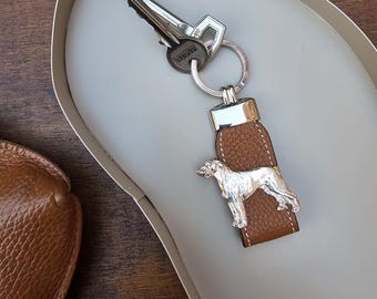 IRISH WOLFHOUND Dog Breeds KEYCHAINS – Silver And Gold Plated Pewter Leather Pet Keyring Gift For Any Irish Terrier Owner Or Enthusiasts