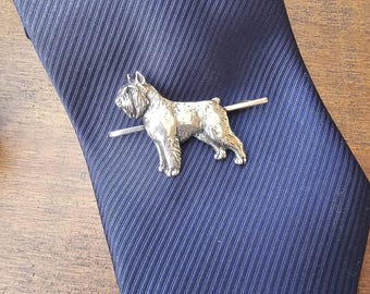 BOUVIER Des Flandres Dog TIE CLIP For Men – Pewter Tie Bar For Dog Lovers And Fathers, Stylish Gift For Weddings And Special Occasions