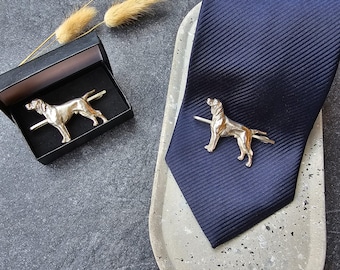 HUNGARIAN VIZSLA Pewter Tie CLIP– Unique Dog Lover Gift -Silver Business Tie Bar ForMen, Perfect Groomsmen AndFathers Day Present