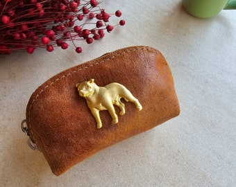 Staffordshire Terrier coin curse, Staffordshire purse, coin purse vegan leather