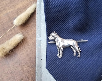 DOGO ARGENTINO Tie CLIP- Pewter Dog Lover Gift - Unique Silver Tie Bar ForMen, Groomsmen, Fathers Day -Animal Lover Accessory