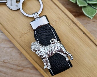 SHAR PEI KEYCHAIN – Silver Plated Pewter Dog Breed Keyring - Perfect Gift For Dog Lovers - Unique Pet Memorial Keepsake