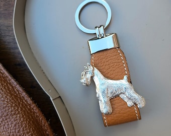MINIATURE SCHNAUZER KEYCHAIN – Silver-Plated Gift For Dog Lovers, Unique Pet Accessory With Gift Wrapping Available