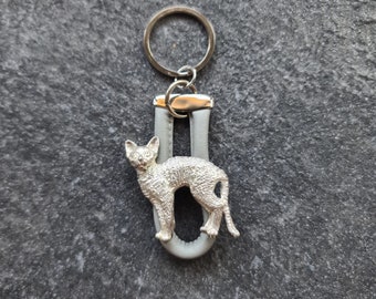 Devon Rex cat 24k Yellow Gold Plated Brooch, Devon rex chain, Devon Rex Keychain, Cat lovers gift