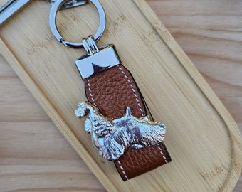 AMERICAN COCKER KEYCHAIN - Silver Plated Pewter Dog Breed Keyring - Perfect Gift For Dog Lovers And Cocker Spaniel Owners