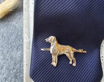 Handmade Pewter Curly RETRIEVER TIE CLIP - Dog Lover Gift -Unique Dog Breed Tie Bar For Groomsmen, Christmas AndFathers Day Gift