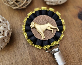 Boxer number holder, brooch or dog show ring clip, show clip Boxer, Exhibitor ring number clips, rosettes dog