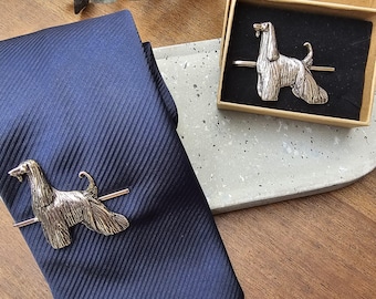 AFGHAN HOUND Tie CLIP For Men – Pewter Dog Tie Bar -Stylish Gift For Dog Lovers, Wedding And Business Accessory -Father's Day Dog Dad Gift