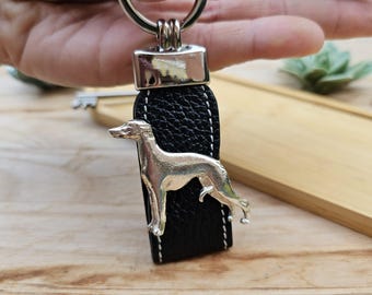 WHIPPET DOG KEYCHAIN – Silver-Plated Pewter Dog Keyring – Perfect Gift For Dog Lovers And Whippet Enthusiasts – Gift Wrapping Available
