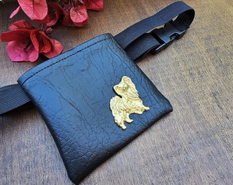 Elegant Papillon Vegan Leather treat bag for Dog Shows