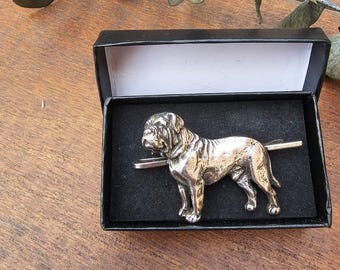 Dogue De BORDEAUX TIE CLIP For Men – Silver Plated Pewter Tie Bar -Stylish Tie Pin For Neckties –Gift For Dog Lovers And Christmas Day