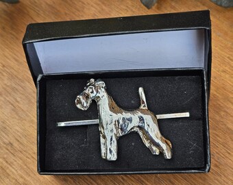 SilverPlated Fox TERRIER TIE CLIP For Men –Pewter Dog Tie Bar -Gift ForDog Lover, Christmas And Father - Stylish Accessory For Neckties
