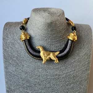 Irish Setter Chocker, Chocker dog pedant, Black and gold chocker, women chocker, chocker fot dog lovers, women necklace