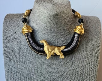 Irish Setter Chocker, Chocker dog pedant, Black and gold chocker, women chocker, chocker fot dog lovers, women necklace