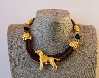 Pointer Chocker, Chocker dog pedant, Black and gold chocker, women chocker, chocker fot dog lovers, women necklace