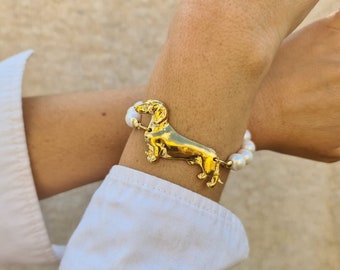 Smooth Dachshund bracelet , Dachshund art dog, Dog bracelet for women Dachshund