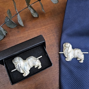 JAPANESE Chin Dog TIE CLIP For Men - Pewter Animal Tie Bar ForSecure Fit - Unique Gift For Dog Lovers, Groomsmen, Fathers DayAndChristmas