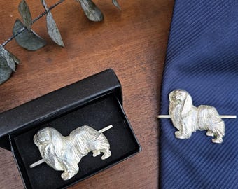 JAPANESE Chin Dog TIE CLIP For Men - Pewter Animal Tie Bar ForSecure Fit - Unique Gift For Dog Lovers, Groomsmen, Fathers DayAndChristmas