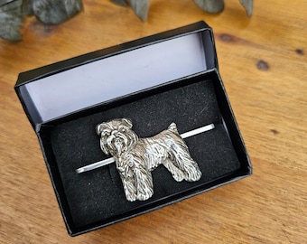 BRUSSELS GRIFFON Dog Tie CLIP– Silver Plated Pewter Tie Bar ForMen - Gift For Dog Lovers, Groomsmen, Weddings, Business And Formal Wear