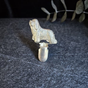 BEARDED Collie NUMBER HOLDER Brooch – Pewter Show Ring Clip For Dog Lovers - Pet Memorial Jewelry And Dog Show Accessories