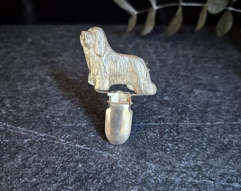 BEARDED Collie NUMBER HOLDER Brooch – Pewter Show Ring Clip For Dog Lovers - Pet Memorial Jewelry And Dog Show Accessories