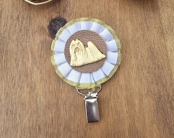 Maltese number holder, brooch or dog show ring clip, show clip Maltese, Exhibitor ring number clips, rosettes dog