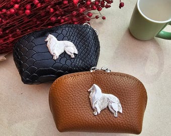 Rough Collie coin curse, rough collie purse, coin purse vegan leather
