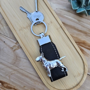 BULL TERRIER KEYCHAIN – Silver Plated Pewter Dog Breed Keyring For Dog Lovers – Unique Pet Memorial Keepsake – Gift Wrapping Available